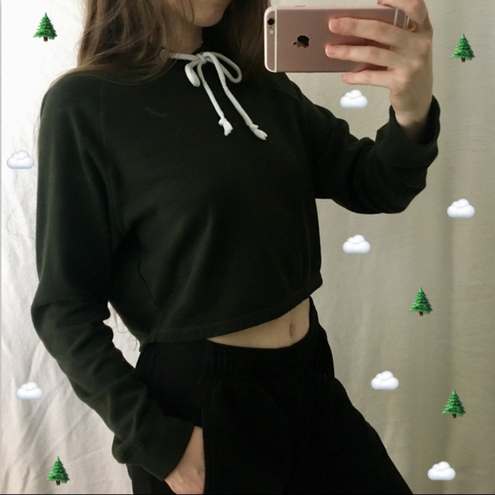 Forest Green Cropped Hoodie